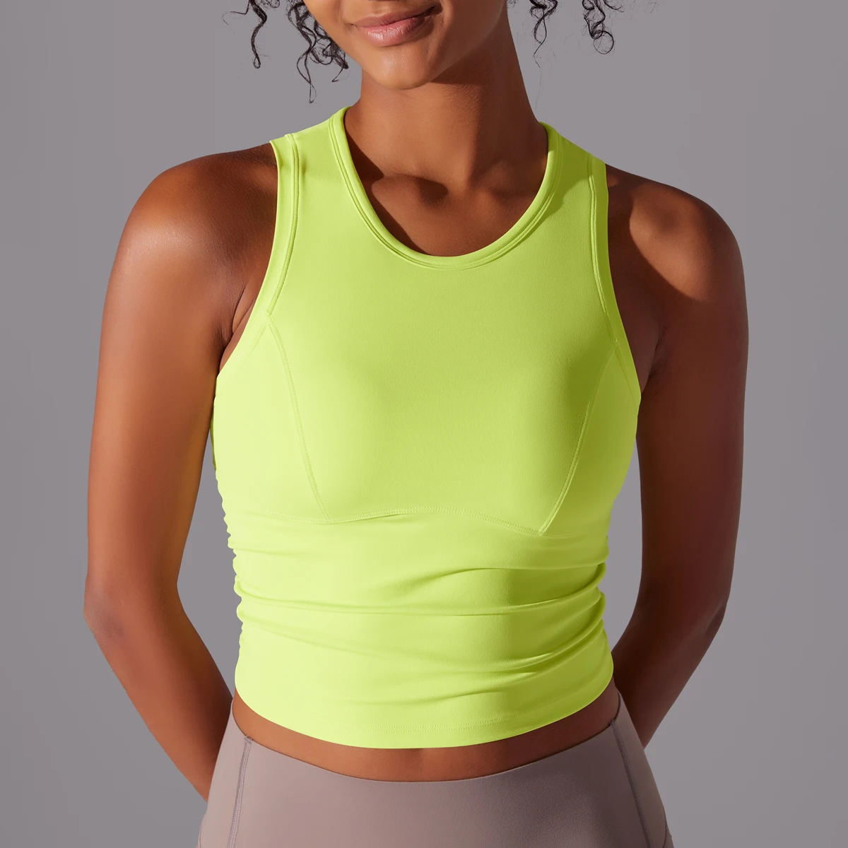 Sleeveless Yoga Vest Slim Sportswear Stretchy Slim Sports Bra Breathable Pleated Tank Top Quick Dry Fitness Wear Sexy Slim Top
