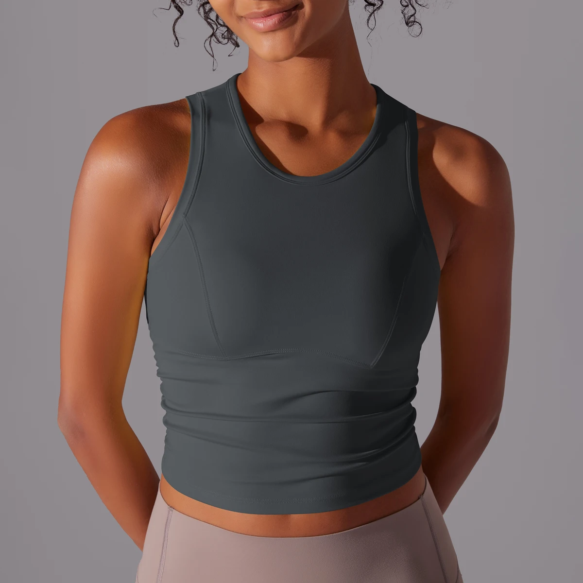 Sleeveless Yoga Vest Slim Sportswear Stretchy Slim Sports Bra Breathable Pleated Tank Top Quick Dry Fitness Wear Sexy Slim Top