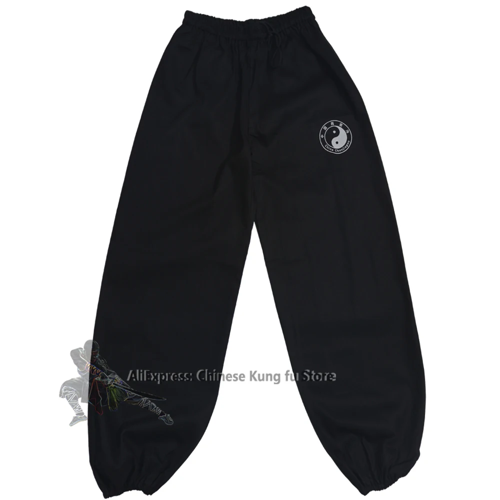Black Cotton Tai Chi Kung Fu Pants Wushu Martial Arts Wing Chun Qigong Meditation Yoga Trousers