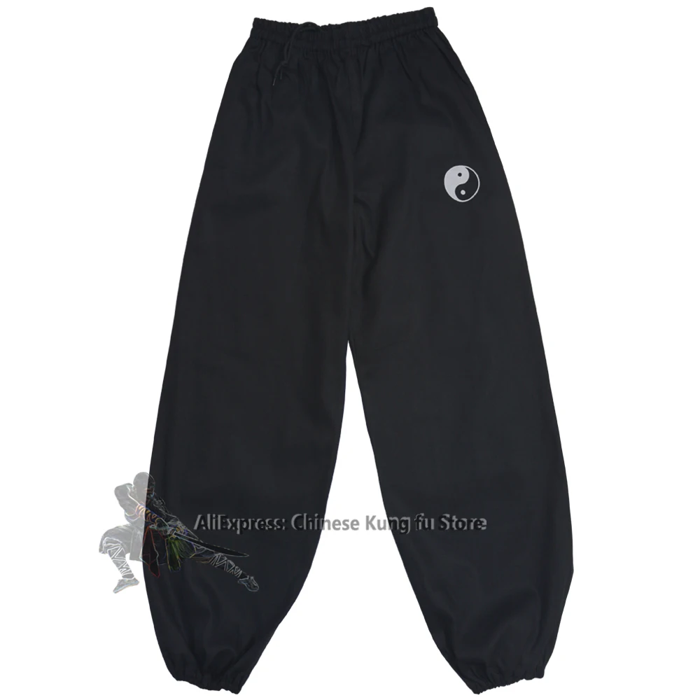 Black Cotton Tai Chi Kung Fu Pants Wushu Martial Arts Wing Chun Qigong Meditation Yoga Trousers