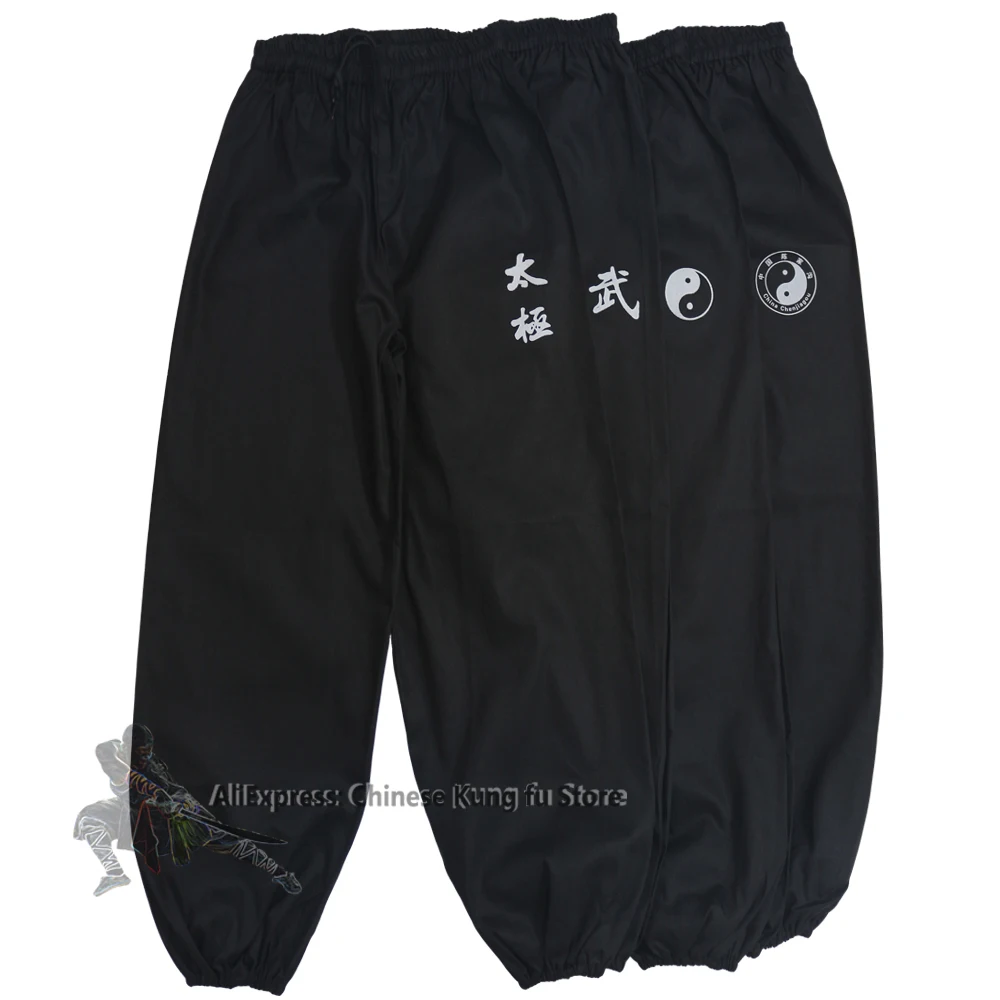 Black Cotton Tai Chi Kung Fu Pants Wushu Martial Arts Wing Chun Qigong Meditation Yoga Trousers