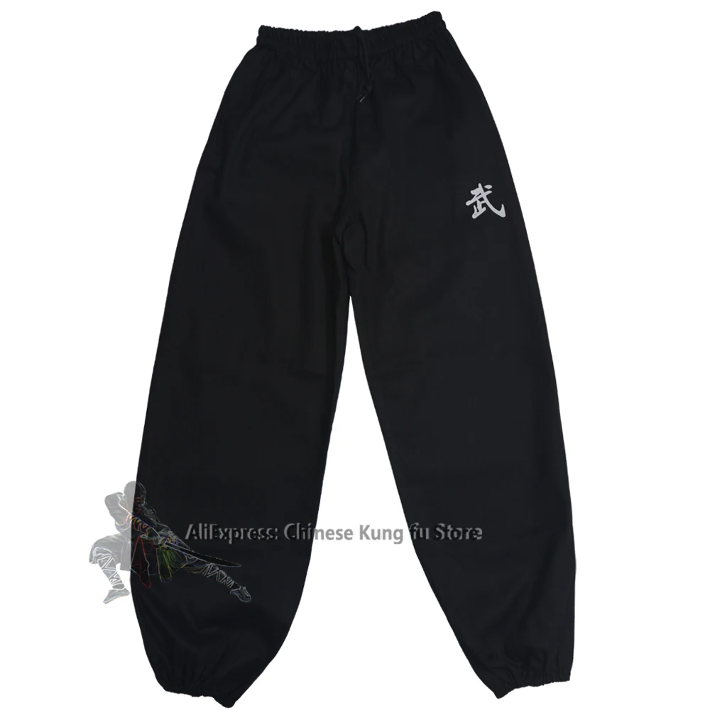 Black Cotton Tai Chi Kung Fu Pants Wushu Martial Arts Wing Chun Qigong Meditation Yoga Trousers