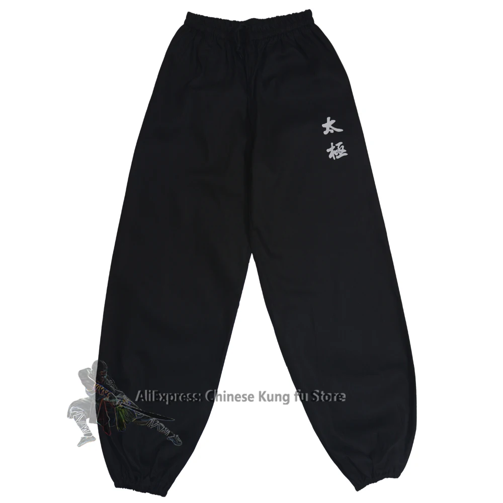 Black Cotton Tai Chi Kung Fu Pants Wushu Martial Arts Wing Chun Qigong Meditation Yoga Trousers