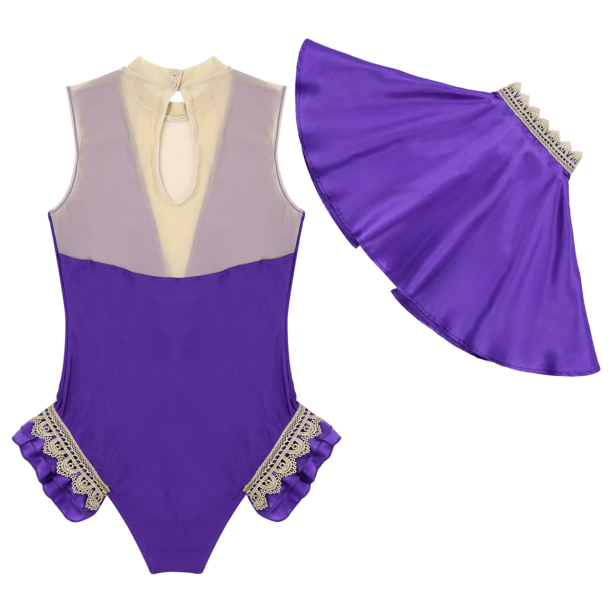 2Pcs Women Adults Dance Cosplay Costume Halloween Party Role Play Outfit Shiny Satin Cape Top With Sleeveless Leotard Bodysuit
