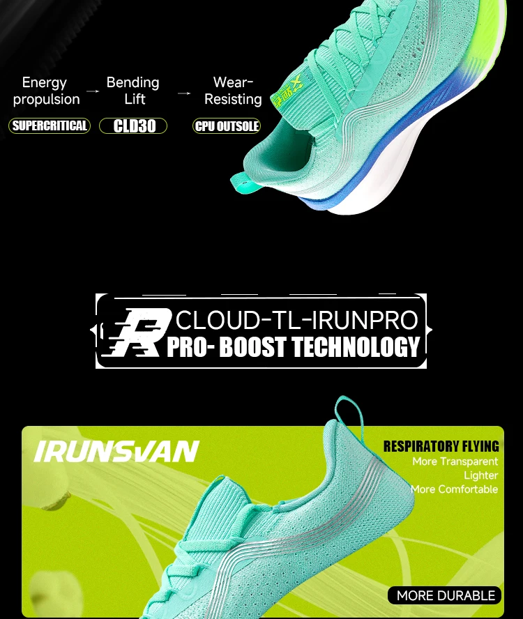 2025 IRUNSVAN Marathon Shoes Carbon High Quality Breathable Bounce-Back Cushioning Professional Training Shoes Lightweight