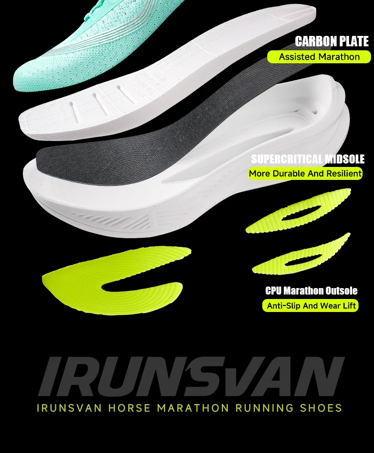 2025 IRUNSVAN Marathon Shoes Carbon High Quality Breathable Bounce-Back Cushioning Professional Training Shoes Lightweight