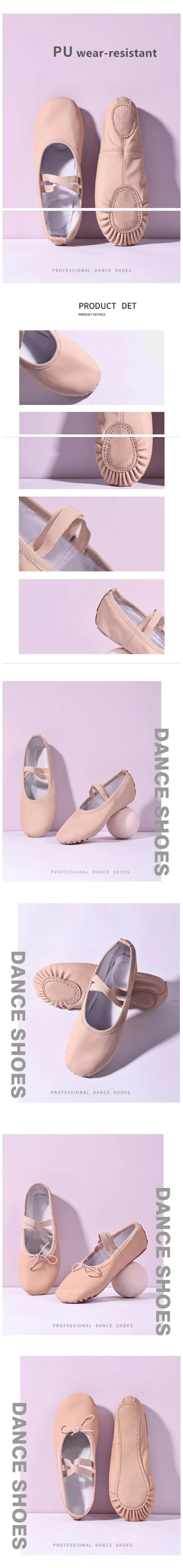TOVEKIN PU Leather Ballet Slippers for Women, Professional Dancers for Girls, Children's and Children's Dance Shoes