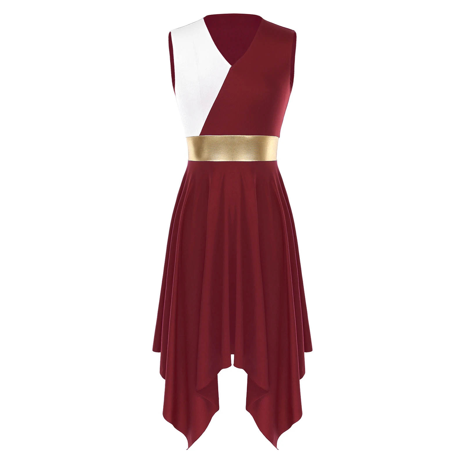Women Color Block Modern Liturgical Dance Costumes Church Worship Praise Dancewear Stage Performance Costume Lyrical Dance Dress