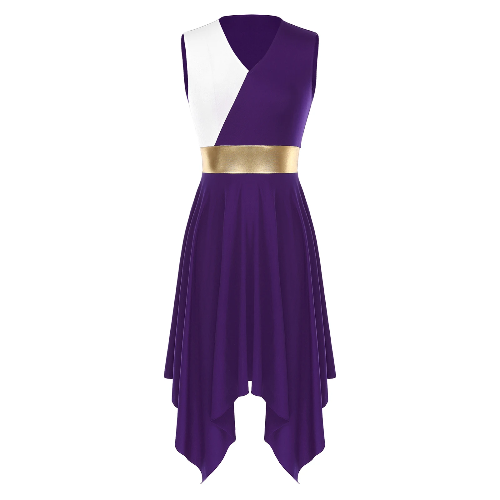 Women Color Block Modern Liturgical Dance Costumes Church Worship Praise Dancewear Stage Performance Costume Lyrical Dance Dress