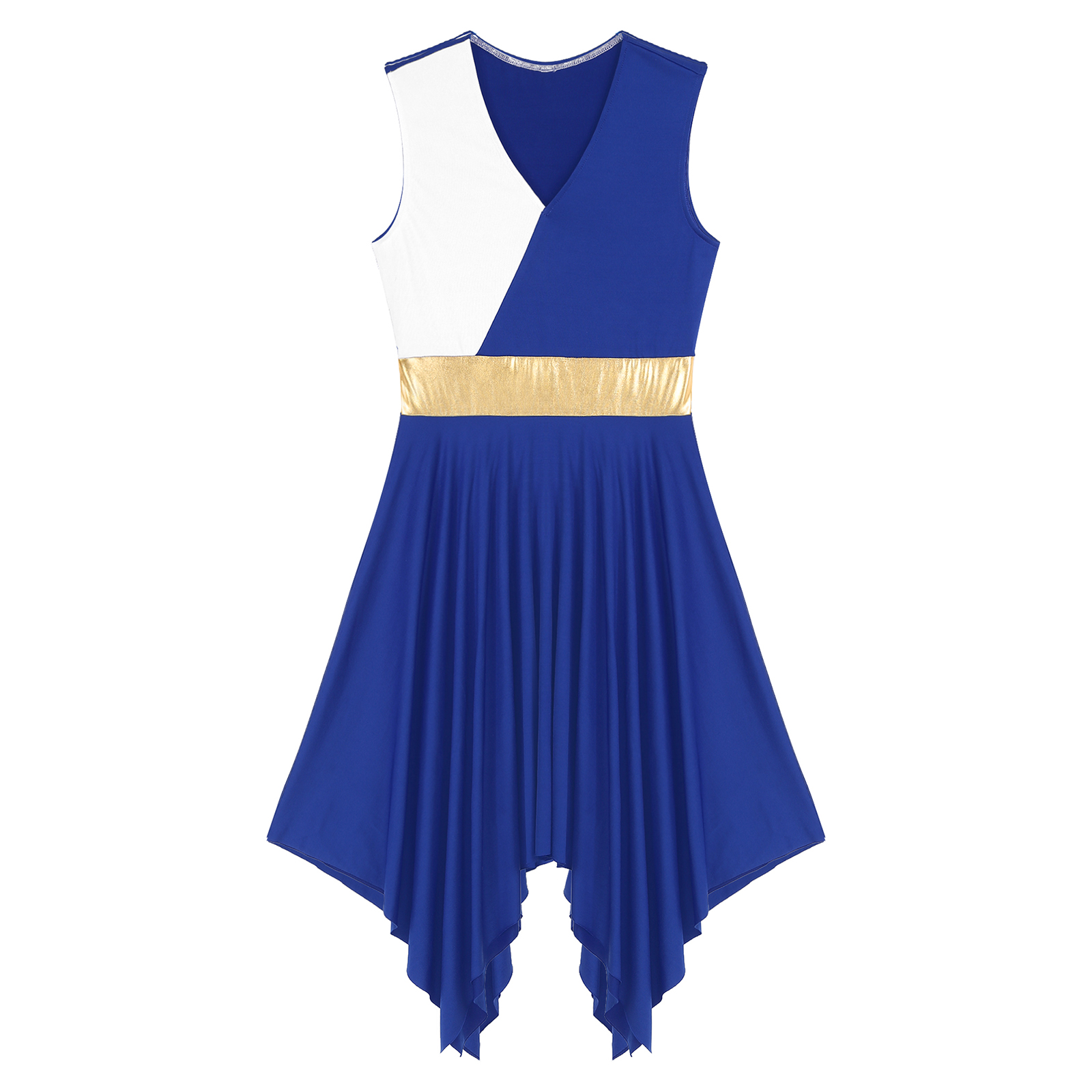 Women Color Block Modern Liturgical Dance Costumes Church Worship Praise Dancewear Stage Performance Costume Lyrical Dance Dress