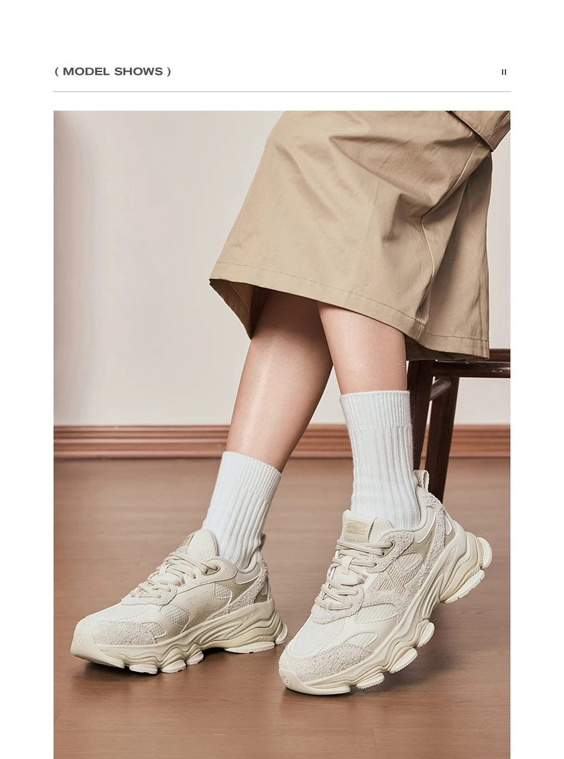 Xtep Chinoiserie Casual Shoes Female 2025 Spring Increase Thick Sole Sports Shoes Outdoor Vintage Fashion Sneakers 875118320006
