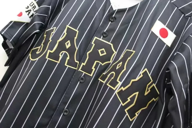 Japan 16 OHTANI Baseball Jersey Oversize Outdoor Sportswear Embroidery Sewing Stripes Hip Hop Cloth High Street T-Shirts