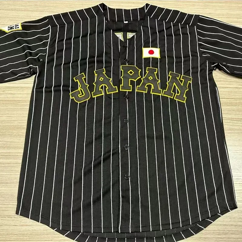 Japan 16 OHTANI Baseball Jersey Oversize Outdoor Sportswear Embroidery Sewing Stripes Hip Hop Cloth High Street T-Shirts