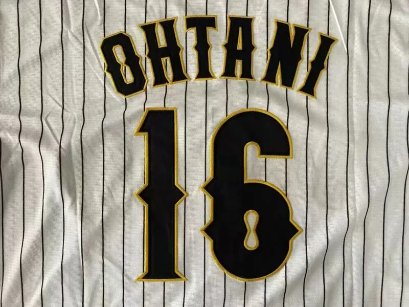 Japan 16 OHTANI Baseball Jersey Oversize Outdoor Sportswear Embroidery Sewing Stripes Hip Hop Cloth High Street T-Shirts