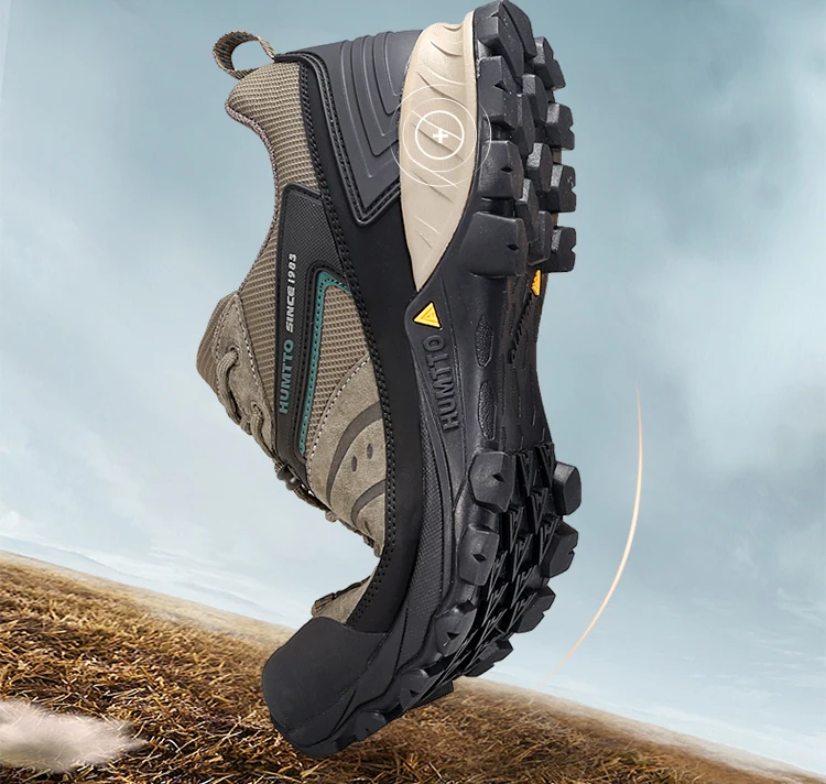 HUMTTO Outdoor Sneakers for Men Genuine Leather Hiking Boots Mens Luxury Designer Climbing Trekking Sports Safety Work Man Shoes