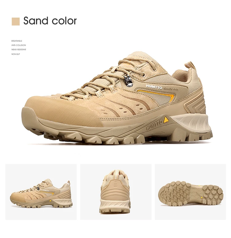HUMTTO Outdoor Sneakers for Men Genuine Leather Hiking Boots Mens Luxury Designer Climbing Trekking Sports Safety Work Man Shoes