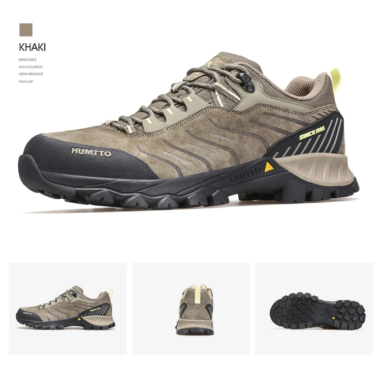 HUMTTO Outdoor Sneakers for Men Genuine Leather Hiking Boots Mens Luxury Designer Climbing Trekking Sports Safety Work Man Shoes