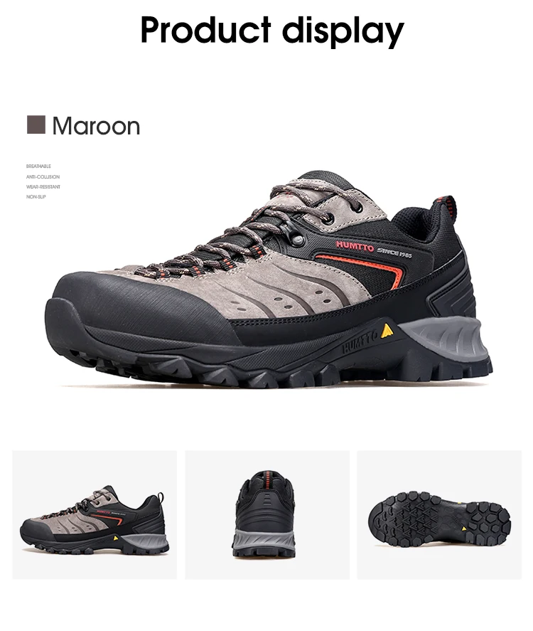 HUMTTO Outdoor Sneakers for Men Genuine Leather Hiking Boots Mens Luxury Designer Climbing Trekking Sports Safety Work Man Shoes