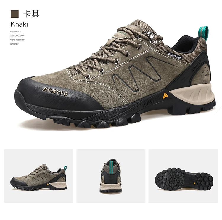 HUMTTO Outdoor Sneakers for Men Genuine Leather Hiking Boots Mens Luxury Designer Climbing Trekking Sports Safety Work Man Shoes