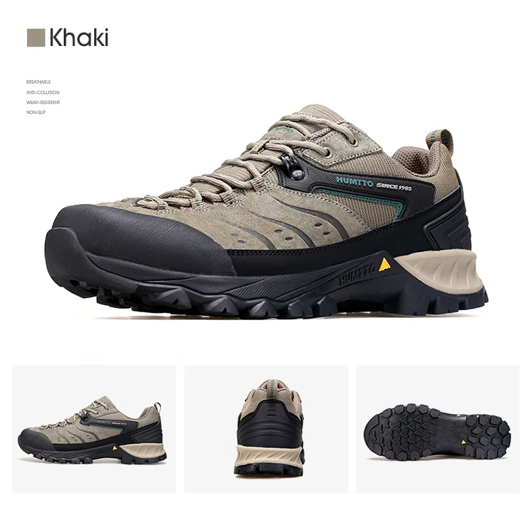 HUMTTO Outdoor Sneakers for Men Genuine Leather Hiking Boots Mens Luxury Designer Climbing Trekking Sports Safety Work Man Shoes