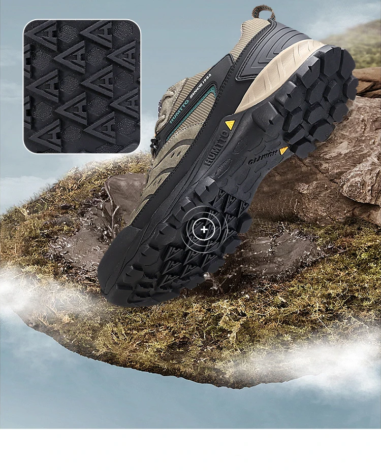 HUMTTO Outdoor Sneakers for Men Genuine Leather Hiking Boots Mens Luxury Designer Climbing Trekking Sports Safety Work Man Shoes