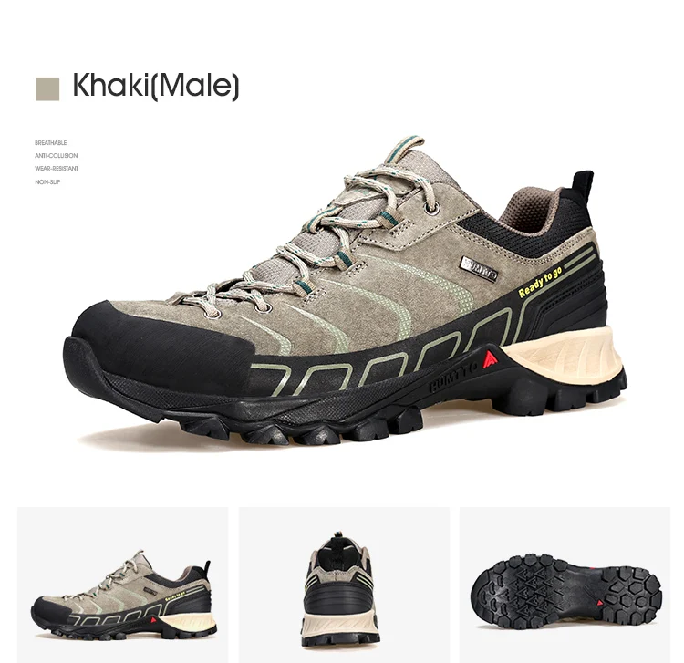 HUMTTO Outdoor Sneakers for Men Genuine Leather Hiking Boots Mens Luxury Designer Climbing Trekking Sports Safety Work Man Shoes