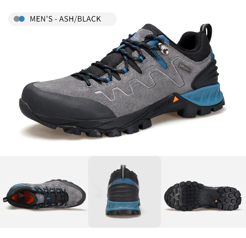 HUMTTO Outdoor Sneakers for Men Genuine Leather Hiking Boots Mens Luxury Designer Climbing Trekking Sports Safety Work Man Shoes