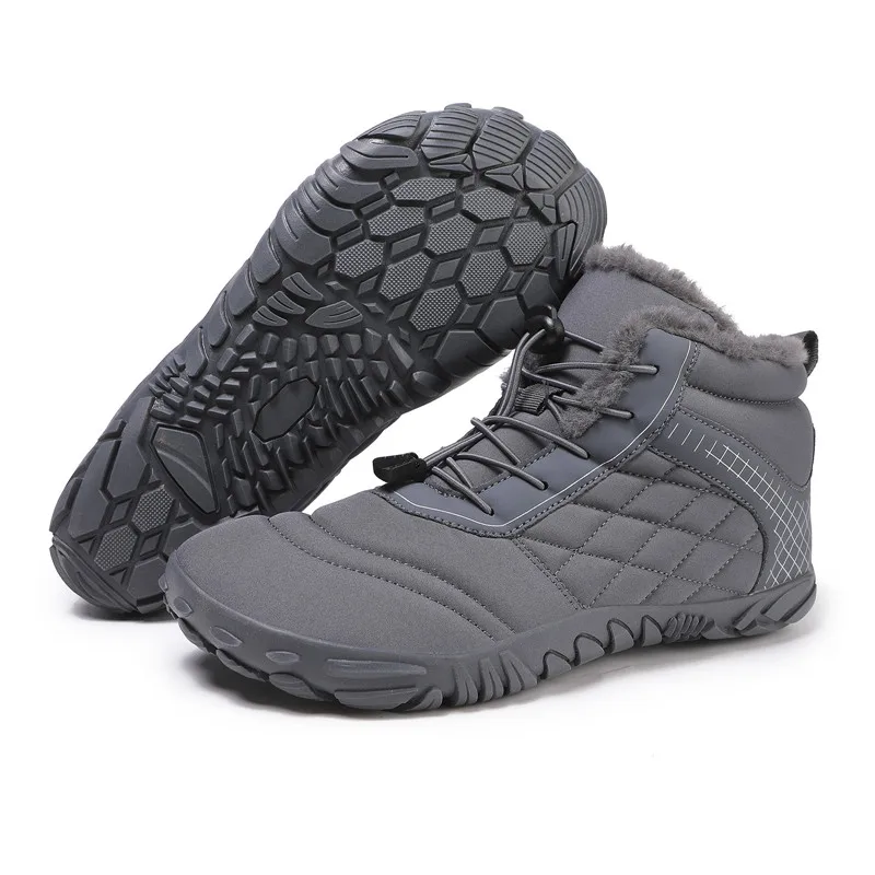 Men's Women's Winter Barefoot Hiking Boots, Slip On Warm Zero Drop Snow Boot, Wide Toe Box Ankle Booties, Minimalist Waterproof