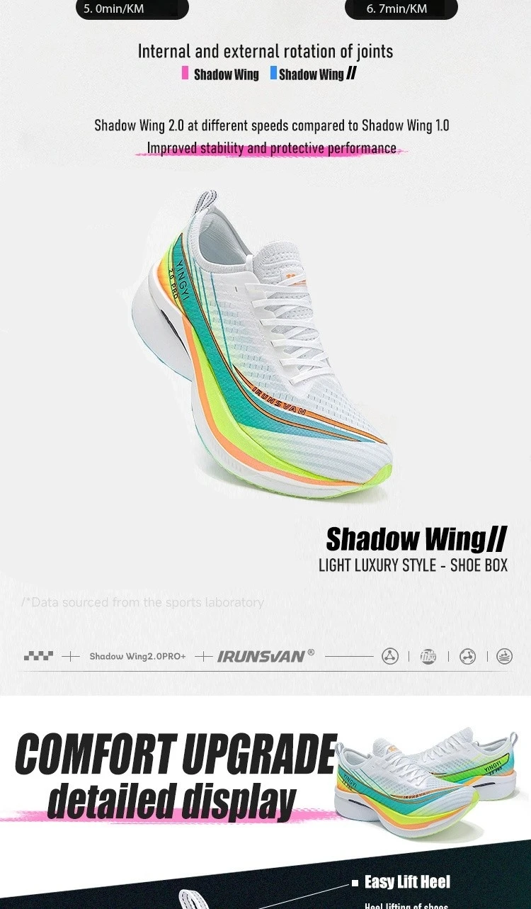 IRUNSVAN SHADOW WING 2.0 PRO 2025 Marathon Sports Running Shoes Outdoor Breathable Men Sports Shoes Anti-slip Male Sneakers 2503