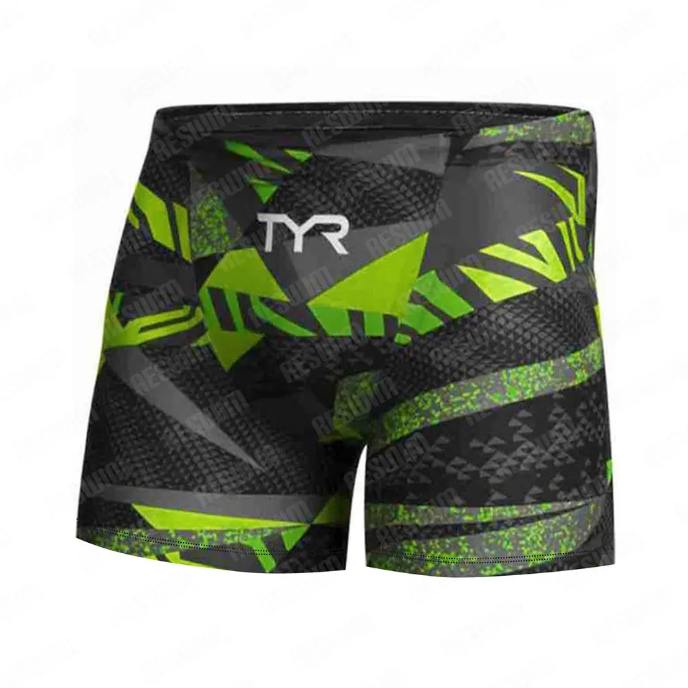 New Men's Swim Jammer Athletic Training Swimsuit Shorts Swimming Trunks Jammer Swimwear Beach Tights Shorts Quick Dry Surf Pants