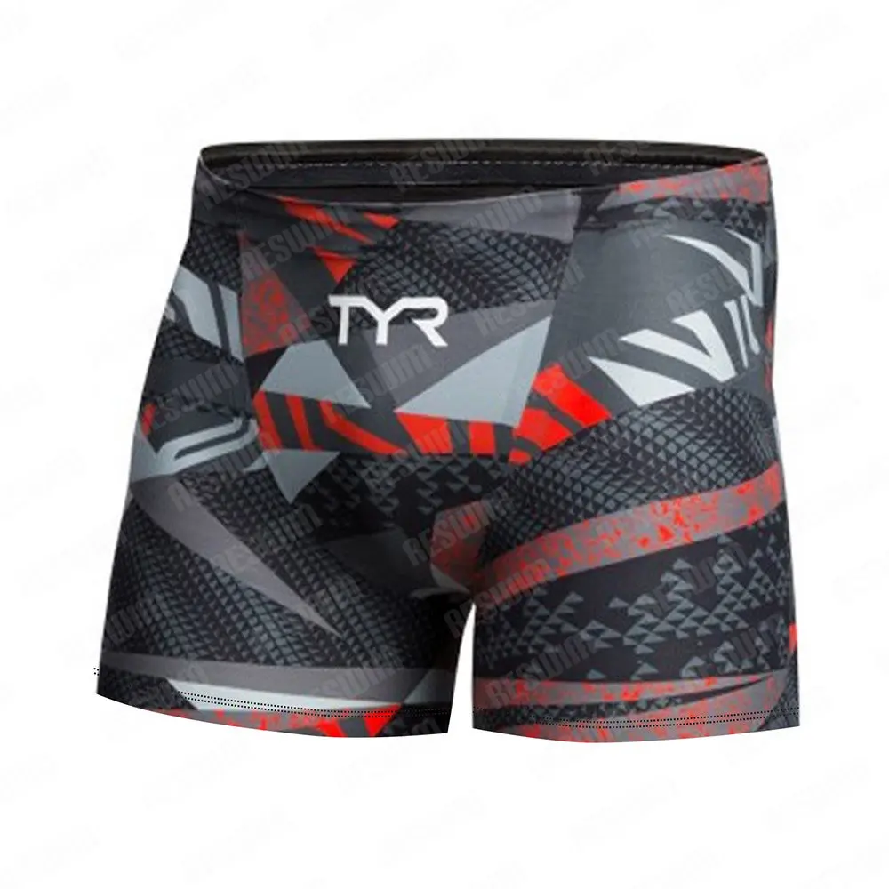 New Men's Swim Jammer Athletic Training Swimsuit Shorts Swimming Trunks Jammer Swimwear Beach Tights Shorts Quick Dry Surf Pants