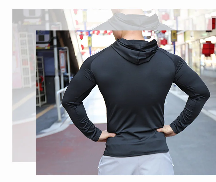Mens Fitness Running Sport Hoodie Gym Joggers Hooded Outdoor Workout Shirts Tops Clothing Muscle Training Sweatshirt