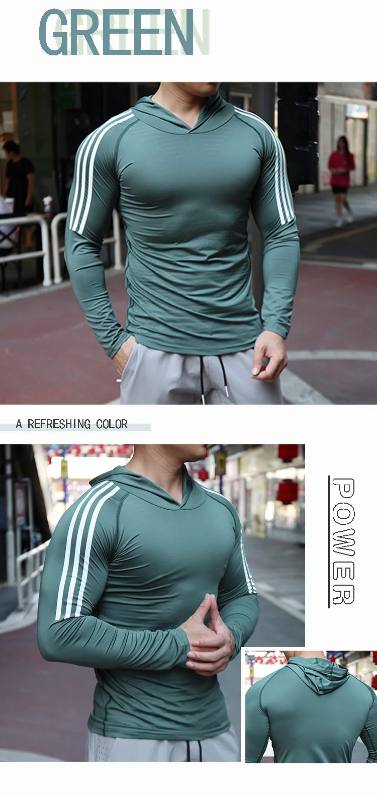 Mens Fitness Running Sport Hoodie Gym Joggers Hooded Outdoor Workout Shirts Tops Clothing Muscle Training Sweatshirt
