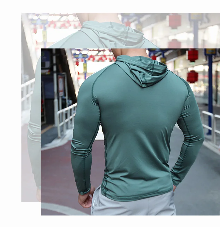 Mens Fitness Running Sport Hoodie Gym Joggers Hooded Outdoor Workout Shirts Tops Clothing Muscle Training Sweatshirt
