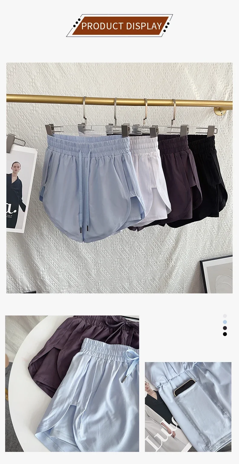 Yoga Sports Women Shorts High Waist Double Layered Quick-Dry Breathable Athletic Shorts Outdoor Leisure Running Fitness Shorts