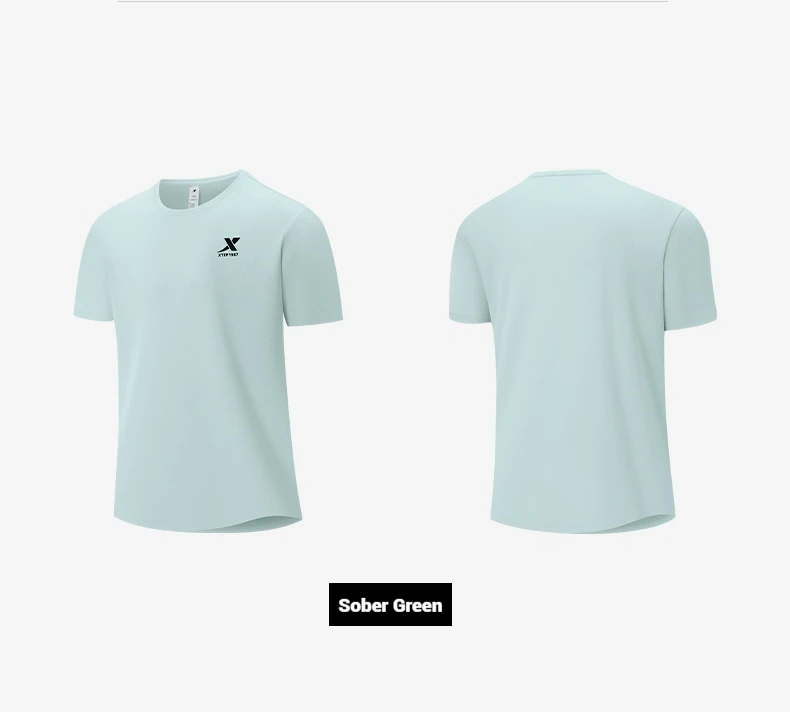 Xtep Short Sleeve Round-Neck T-Shirt For Men 2025 Spring Quick-Drying Sports Training Breathable Outdoor Cool Tops 875229010175