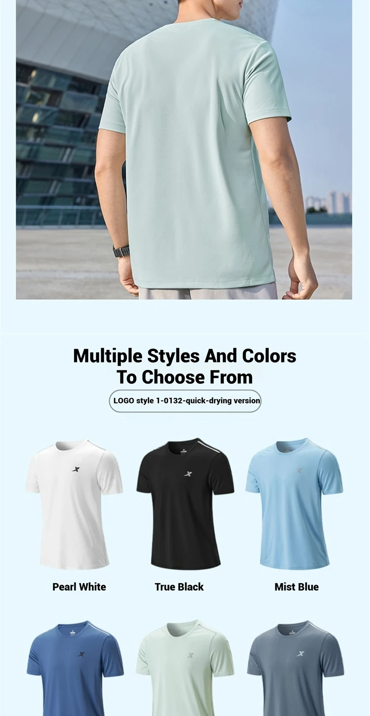 Xtep Short Sleeve Round-Neck T-Shirt For Men 2025 Spring Quick-Drying Sports Training Breathable Outdoor Cool Tops 875229010175