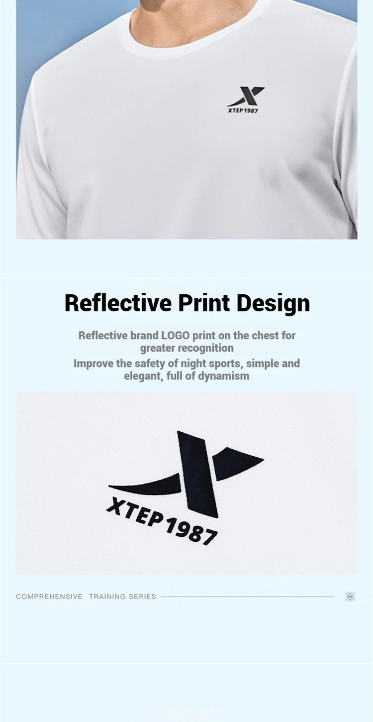 Xtep Short Sleeve Round-Neck T-Shirt For Men 2025 Spring Quick-Drying Sports Training Breathable Outdoor Cool Tops 875229010175