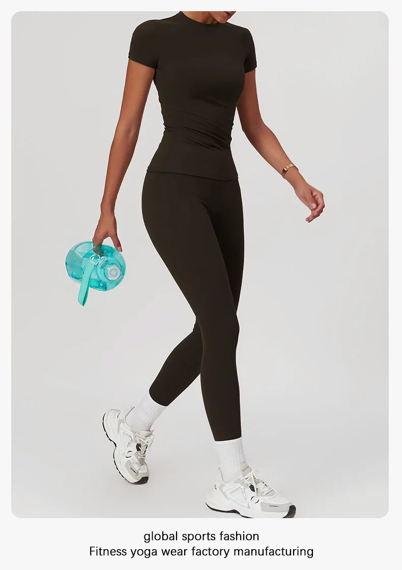 Women's Sports T Shirt Summer Short Sleeve Running Round Neck Breathable Stretchy GYM Yoga Slim Fitness Active Top Tee