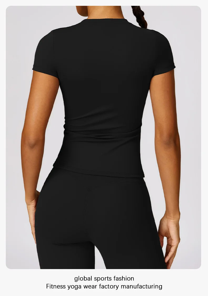 Women's Sports T Shirt Summer Short Sleeve Running Round Neck Breathable Stretchy GYM Yoga Slim Fitness Active Top Tee