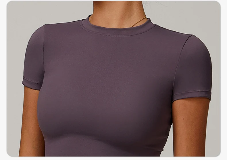 Women's Sports T Shirt Summer Short Sleeve Running Round Neck Breathable Stretchy GYM Yoga Slim Fitness Active Top Tee