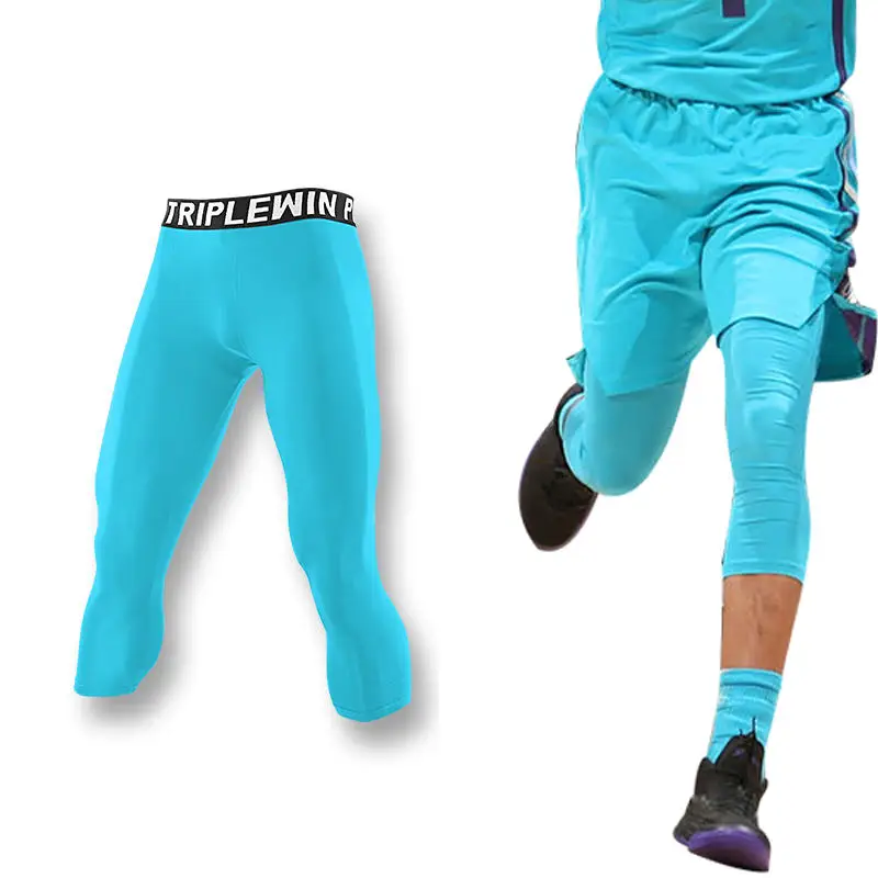 Men GYM Capri Running Tights Pants Kid Children Basketball Football Soccer Fitness Exercise Sport 3/4 Cropped Legging Shorts J12