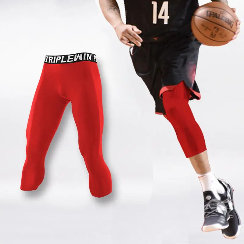 Men GYM Capri Running Tights Pants Kid Children Basketball Football Soccer Fitness Exercise Sport 3/4 Cropped Legging Shorts J12