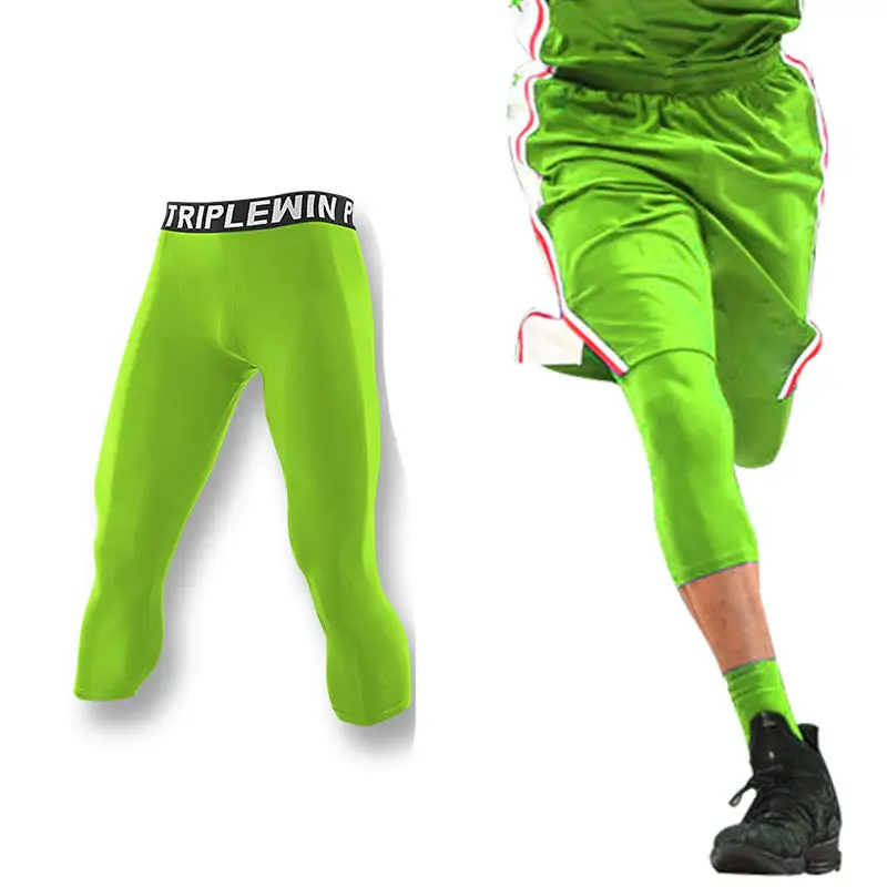 Men GYM Capri Running Tights Pants Kid Children Basketball Football Soccer Fitness Exercise Sport 3/4 Cropped Legging Shorts J12
