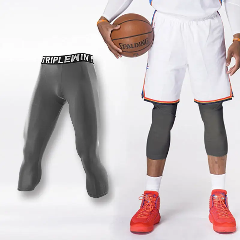 Men GYM Capri Running Tights Pants Kid Children Basketball Football Soccer Fitness Exercise Sport 3/4 Cropped Legging Shorts J12