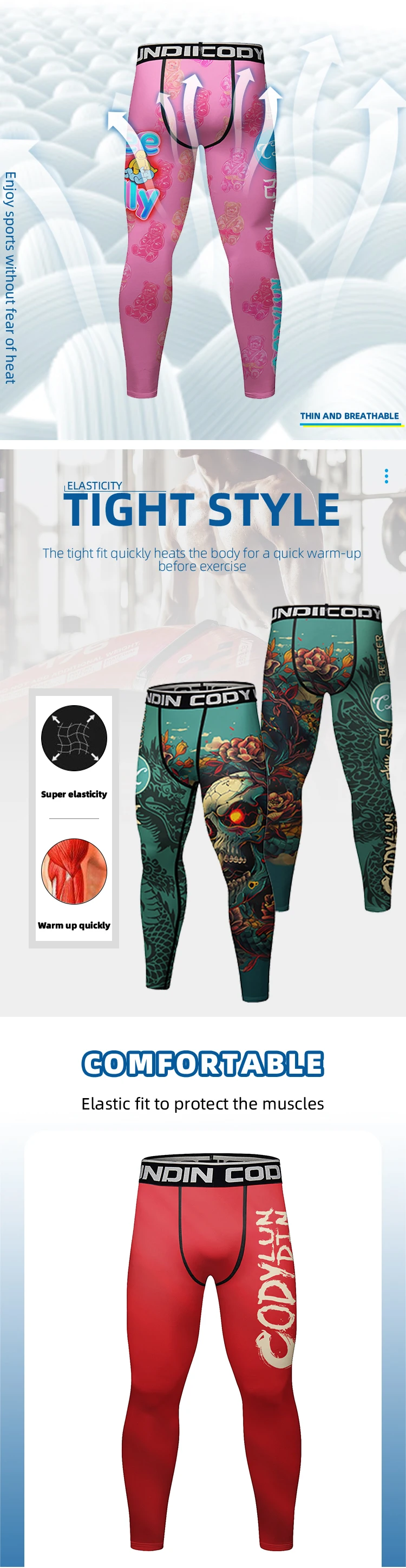 Men's Rashguard MMA Fight Leggings Jiu Jitsu Boxing Compression Grappling Pants for Training & Combat Sports Muay Thai Clothing