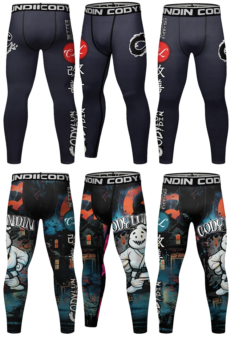 Men's Rashguard MMA Fight Leggings Jiu Jitsu Boxing Compression Grappling Pants for Training & Combat Sports Muay Thai Clothing