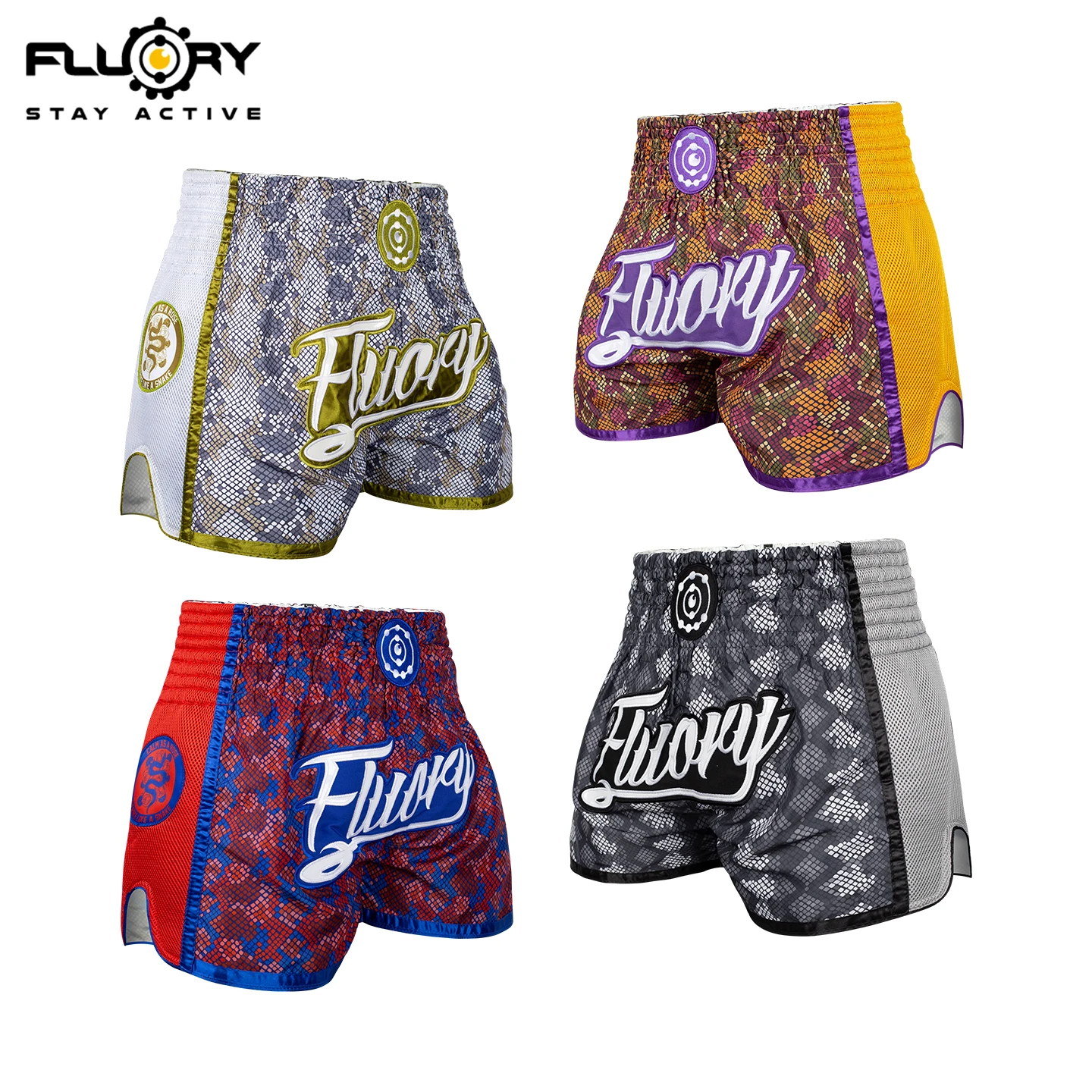 Fluory 1Piece Muay Thai Shorts Golden Boxing Training Shorts Men's Boxing Clothing Women Free Fight Shorts Free Fight Custom