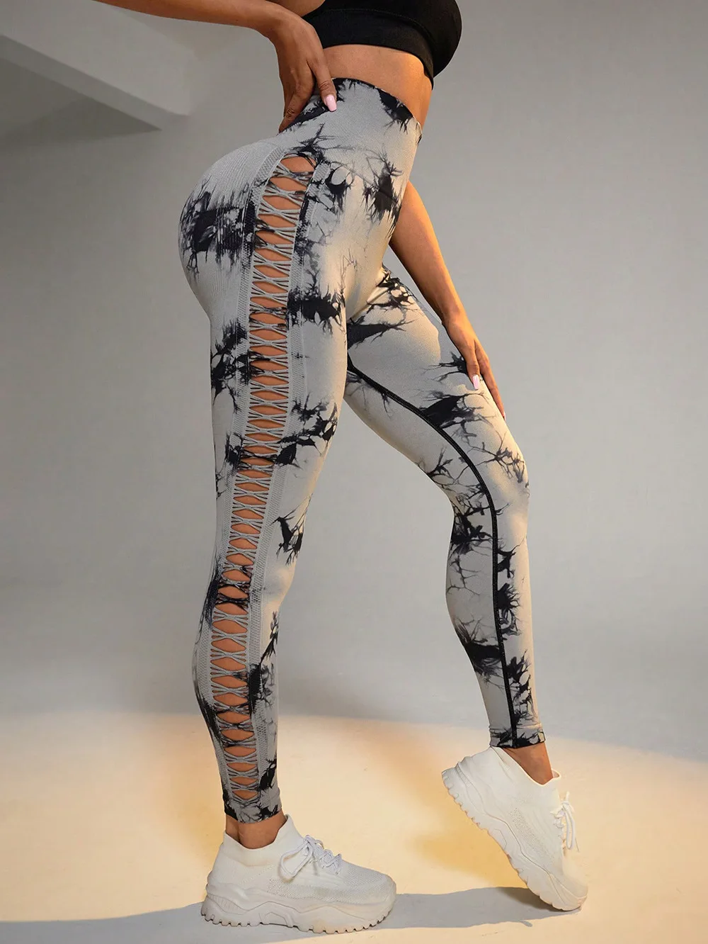 Sexy Hollow Black Seamless Leggings Women Fitness Leggings Gym Yoga Pants High Waist Yoga Pants Sports Female Clothing