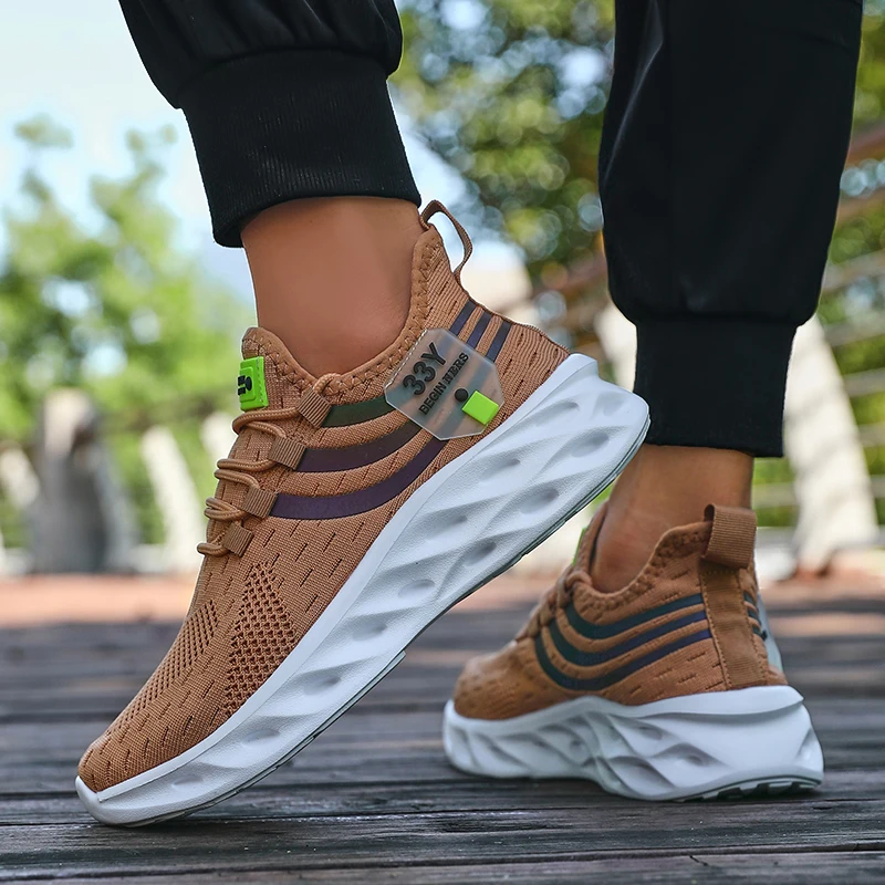 Men's Mesh Running Shoes Breathable Lightweight Sneakers Outdoor Mesh Black Running Shoes Athletic Jogging Tenis Walking Shoes